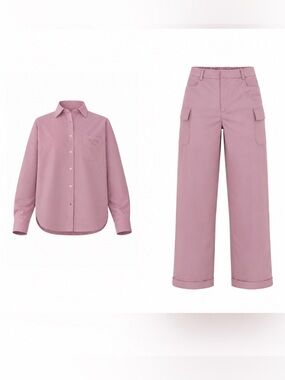 [NWT/NWOT] $298 ALEEZA PARIS Set of Urban Pants and Blouse in Dusty Rose. Small